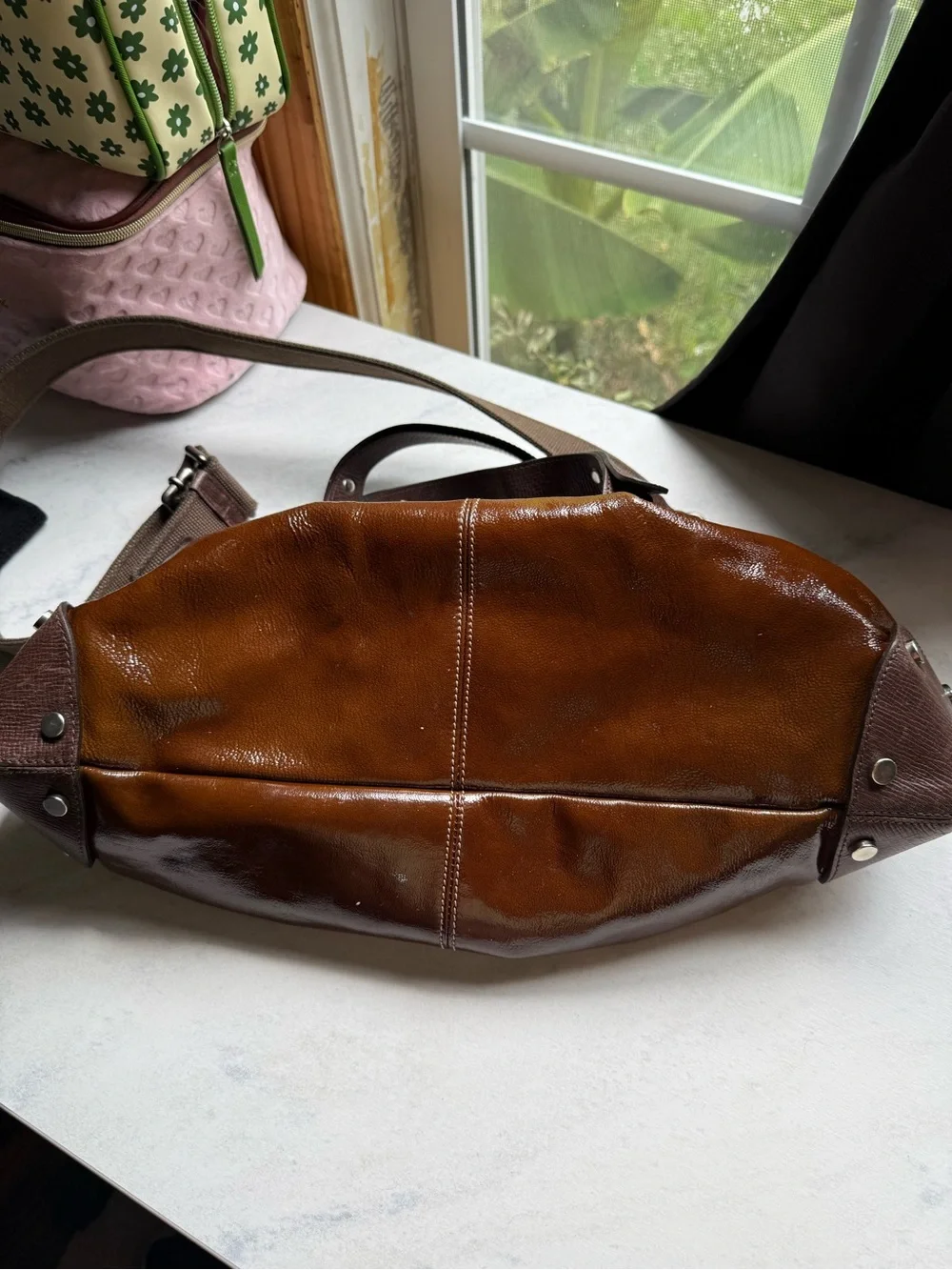 Marni Two-Tone Brown and Deep Purple Leather Tote - Picture 6 of 7